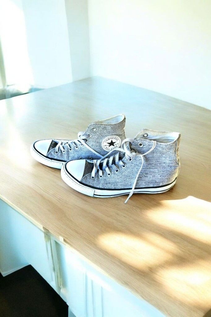 Converse Chuck Taylor All Star Gray Sparkle Net High Tops Women Size 9