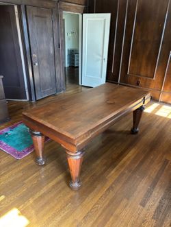 Antique-Style Farmhouse Refectory Dining Table with Extra Thick Plank Top