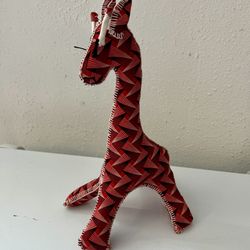 Giraffe Stuffed Animal South African Handmade Traditional Shweshwe Fabric