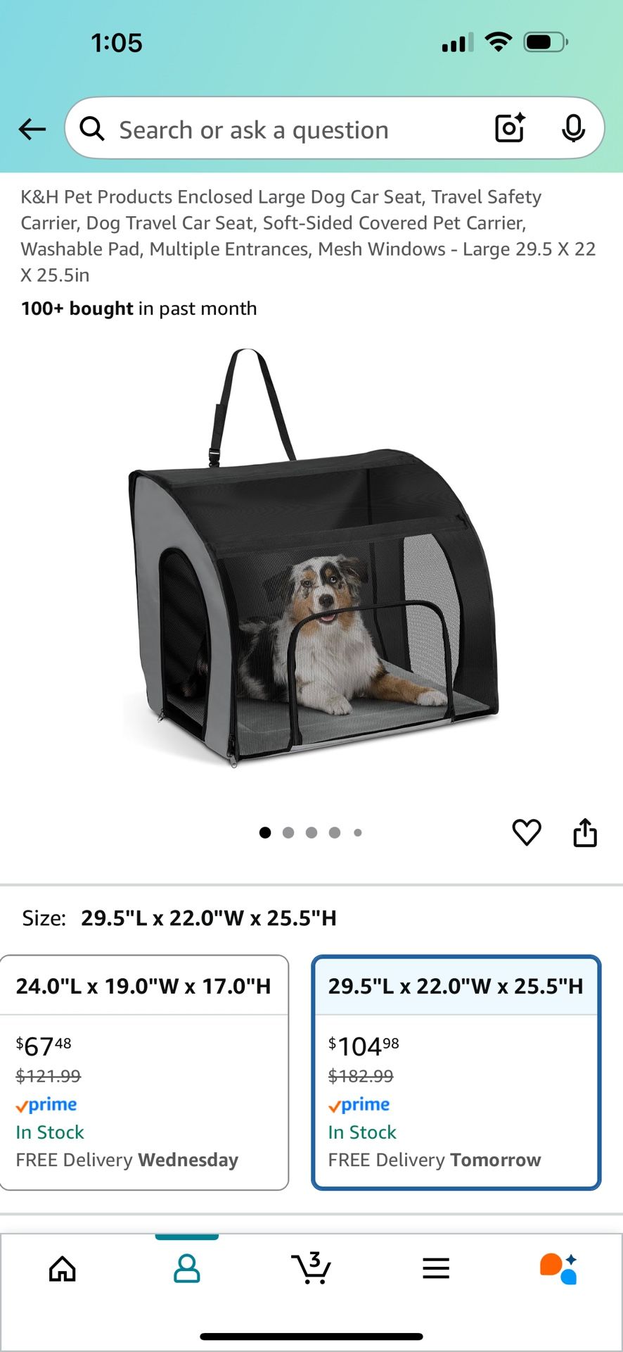 Enclosed large dog travel carrier