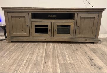 Grey Wooden Rustic Entertainment Center