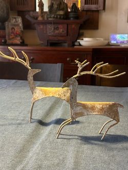 My attraction to abstraction; Two VTG Midcentury Brutalist Reindeer:
