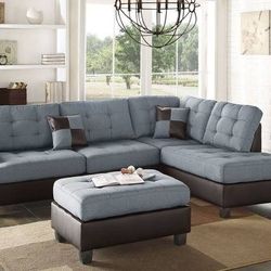 Brand New 104" x 75" Reversible Sectional + Ottoman