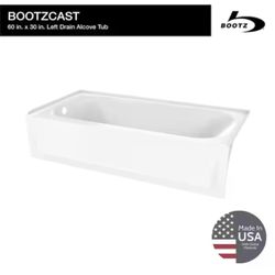 Bootz Industries Bootzcast 60 in. x 30 in. Soaking Alcove Bathtub with Left Drain in White