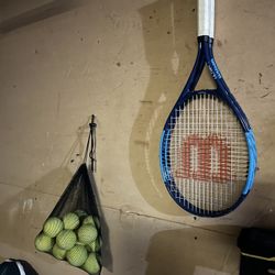 2 Wilson Tennis Rackets W/ Tennis Balls