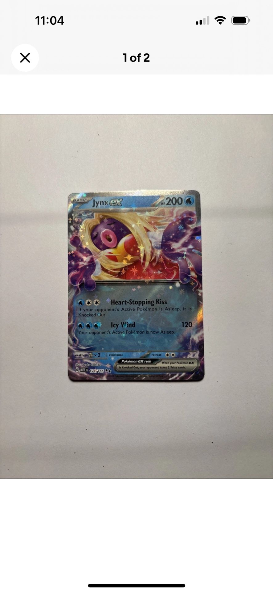 Pokemon Jynx ex 124/165 Scarlet & Violet 151 Double Rare English Holo Basic 2023