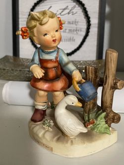 Hummel Figurine Girl with Goose and Watering Can