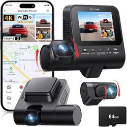4K+1080P+1080P 3 Channel Dash Camera