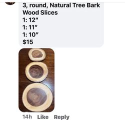 3 Round, Natural Tree Bark Wood 