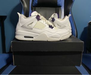 Jordan 4 Retro Metallic Purple (GS) White/Purple Youth Size 6.5Y