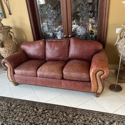 3 Piece Red Leather Couch Set 