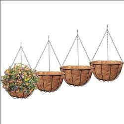 MTB Supply 4 Pack 16 Inch Garden Hanging Baskets Traditional Style with Coco-Liner for Home Balcony Patio Decoration Outdoor Planter