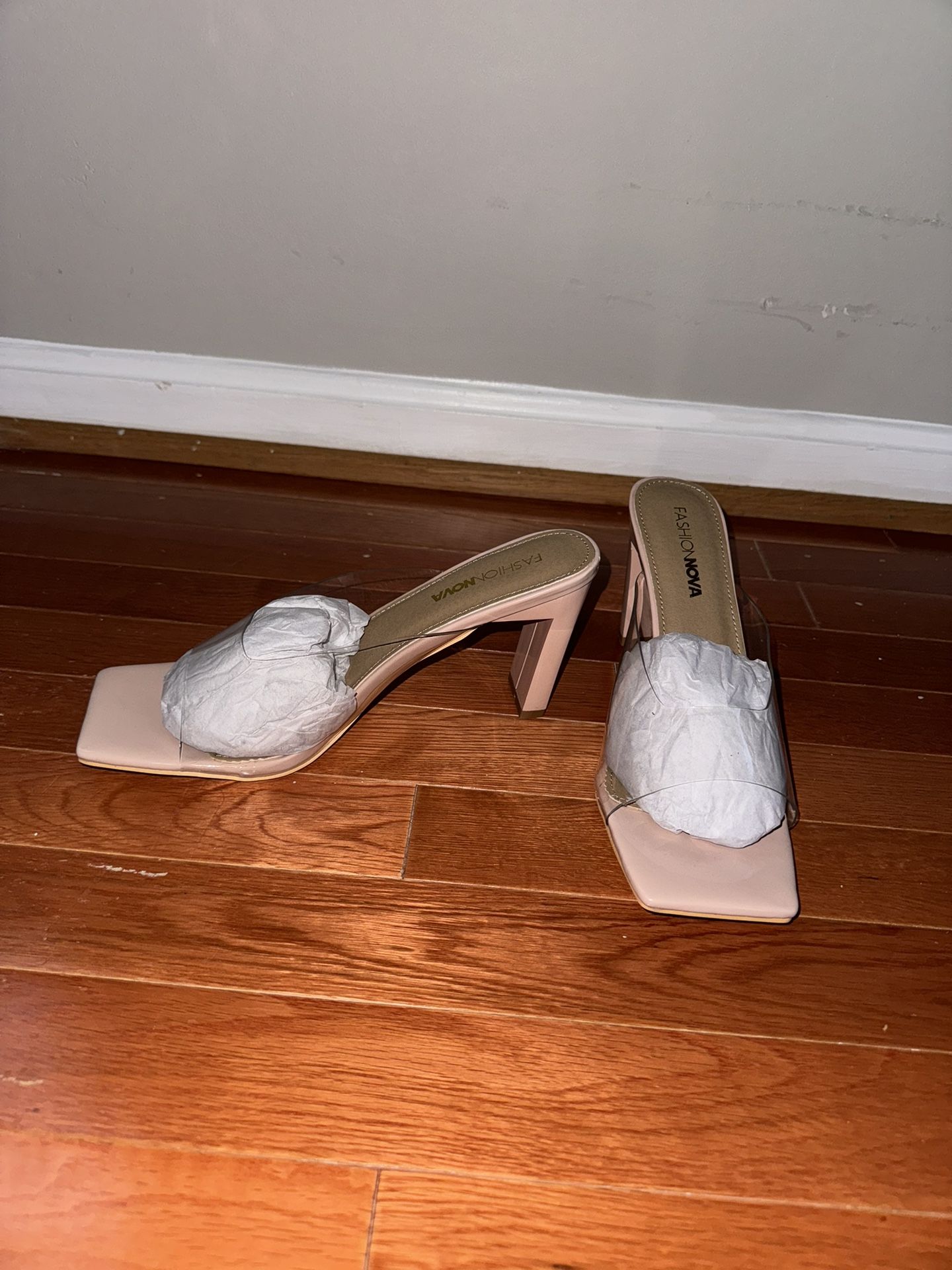 Never Worn Women’s Size 8.5 Heels: Fashion Nova 4.5 Inch Clear Strap Heels