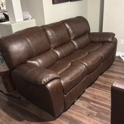 Leather Reclining Couch Like New