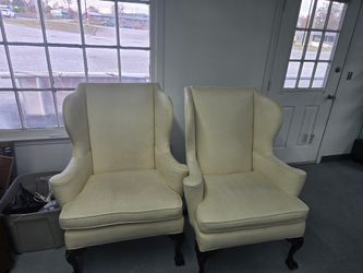 Queen Anne Style Upholstered Wingback Arm Chair