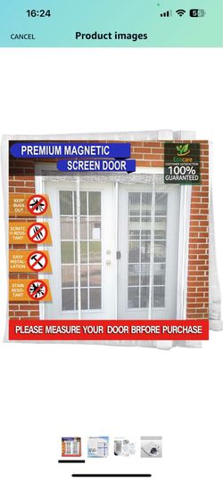 Double Door Magnetic Screen - Mesh Curtain with Full Frame Hook & Loop Powerful Magnets, Snap Shut Automatically for Patio, Sliding or Large Door, Whi
