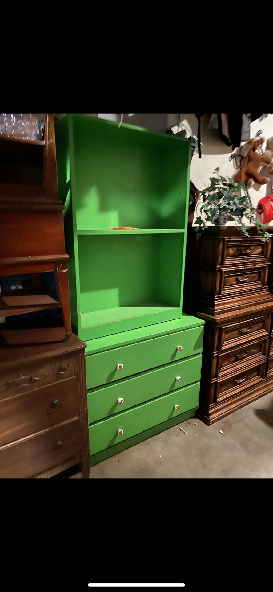 Green dresser and shelf