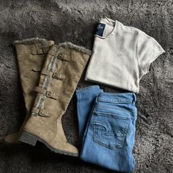 Jeans, Top & Boots For 30$