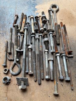 Misc threaded bolts, nuts, washers.