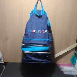 Nautica Collapsible Beach Cooler Tote Mesh Backpack