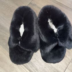 Black Fuzzy House Shoes.