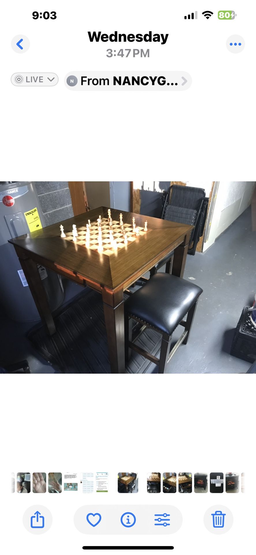 Chess & Checkers Table + 2 Stools