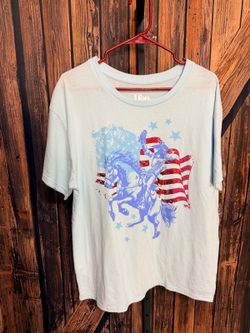 Doe American Flag Cowboy Graphic T-Shirt size large