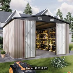 10’x12’ $450!!! $20 refundable to hold, no more than 2 days! Brown Metal Storage Shed. 