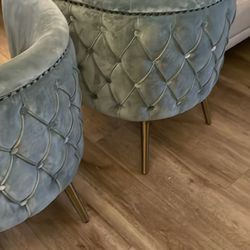 Teal Velvet Accent Chairs set (2)