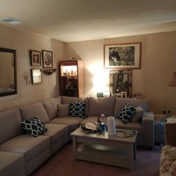 Forbstown Sectional In Light Grey With Ottoman 