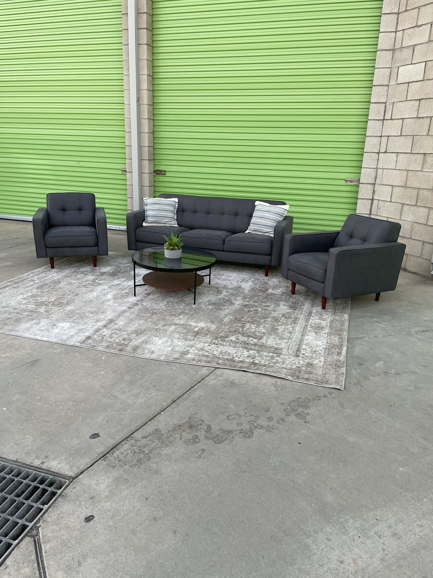 *Free Delivery* Gray Modern Living Spaces Couch Sofa Chair Set