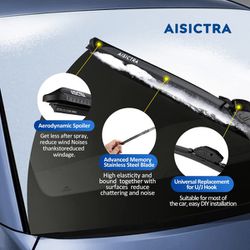 Aistra Water Repellency Wiper Blade with Bonus Pair of Silicone Refills for All Weather,Automotive Replacement for Car, Easy DIY Install & Superior  Thumbnail