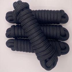 4-Pack Black Dock Lines 5/8” x 20ft Double Braid Nylon Boat Dock Rope Mooring Lines