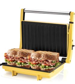 1/4 SUSTEAS Panini Press Sandwich Maker and Electric Indoor Grill, Easy Clean Nonstick Grids, Opens 180°/105° to Fit Any Type or Size of Food, 304 Sta