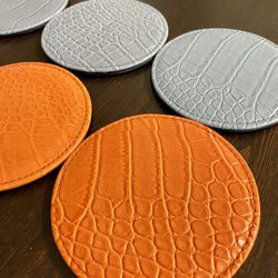 Vintage Faux Leather Alligator Coasters