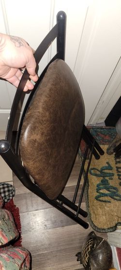 Folding Chair Black Metal Brown Cushion