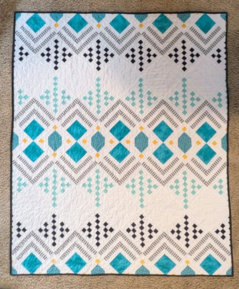 Handmade “Deco” Throw Quilt 56