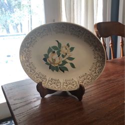 Vintage Country Cottage Flower Ironstone Serving Platter