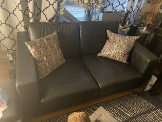 Genuine Brown Leather Love Seat