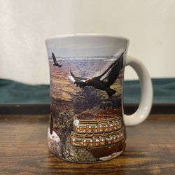 Vintage Grand Canyon 3d coffee mug with realistic eagles