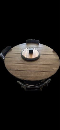 Round Dark Walnut Dining Table