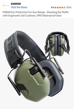 M300A Ear Protection For Gun Range - Shooting Ear Muffs with Ergonomic Gel Cushions, IPX5 Waterproof Gear