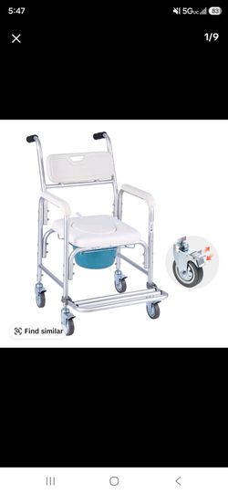 *NEW*Commode Chair with Wheels, 350 lbs Capacity, 4-in-1 Portable Toilet