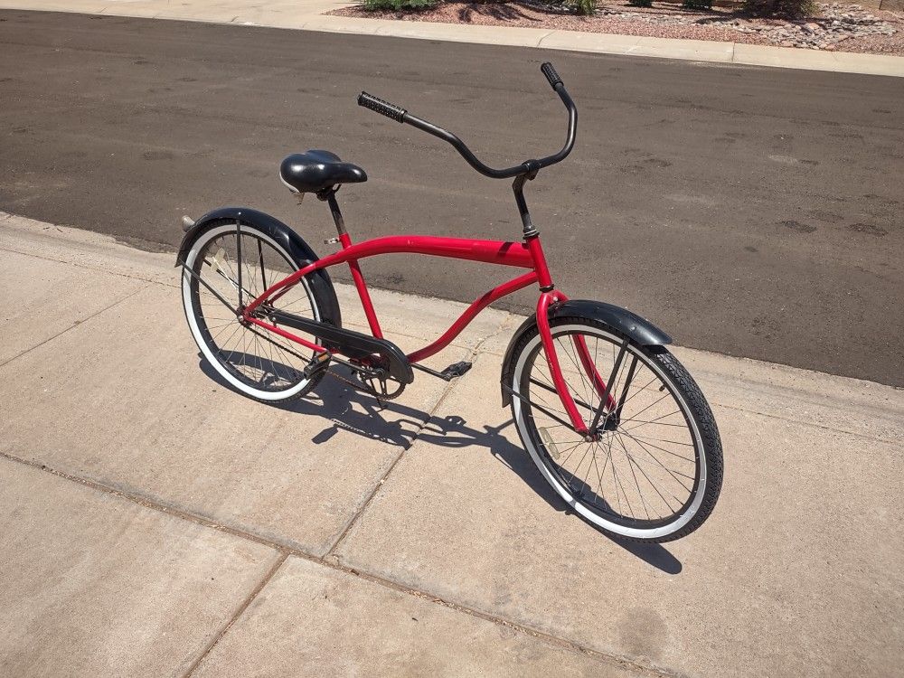 Men's 26 Inch Extended Frame Sikk Beach Cruiser Bike New Tires