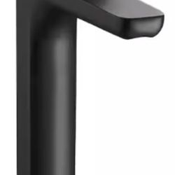 AKDY BF003-8 Single Hole Single-Handle Vessel Bathroom Faucet in Matte Black with Brushed Graphite Black Handle