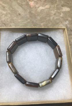 Tigers eye semiprecious gemstone stretch men’s bracelet size 8 inches