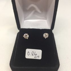 14 K W Gold Diamond Studs