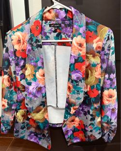 Floral Open-Front Blazer