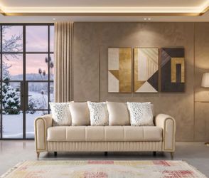 Ivory Velvet Sofa and Loveseat