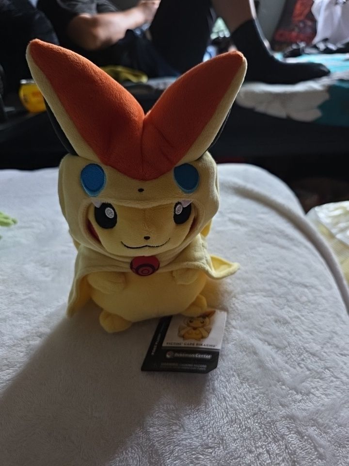 Pikachu in Victini cape plushie